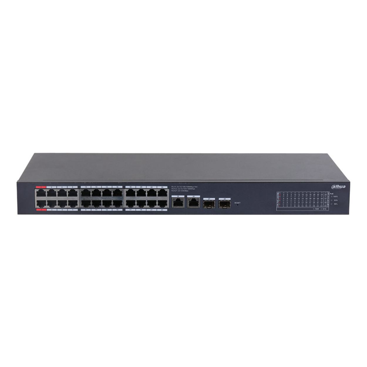 Dahua CS4228-24GT-240 24 Port Gigbait PoE 2 Port Gigabit Uplink 2 Port SFP 240W Cloud Yönetilebilir PoE Switch