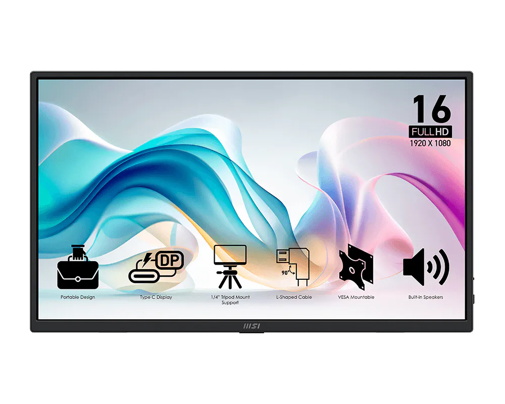 Msi PRO MP165 E6 15.6 inch 1920x1080 4ms 60Hz USB Type C TaşınabİLir Monitör
