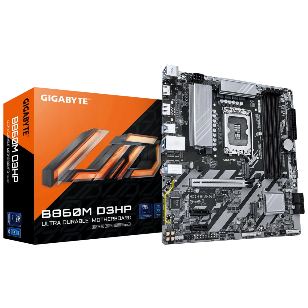 Gigabyet B860M-D3HP Sc-1851 DDR5 9066Mhz 2xM.2 1Gbit Lan HDMI DP mATX INTEl Anakart