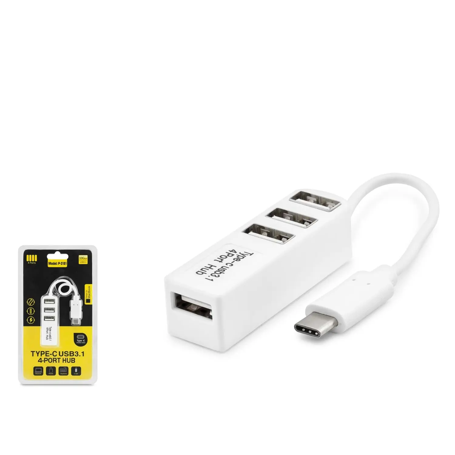 Hadron HDX7015 Usb Type C to 4 Port USB 2.0 Çoklayıcı Beyaz Hub