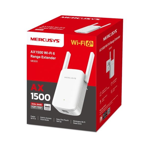Tp-Link Mercusys ME60X AX1500 1 Port Gigabit Dual Band WiFi 2 Antenli Menzil Genişletici