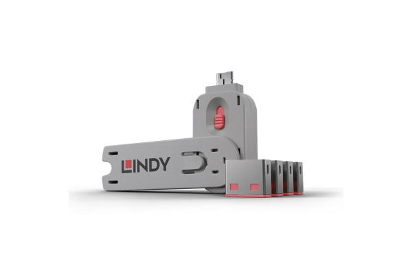 Lindy LIN-40450 4 Adet Pembe USB Port Kilidi 1 adet Anahtar