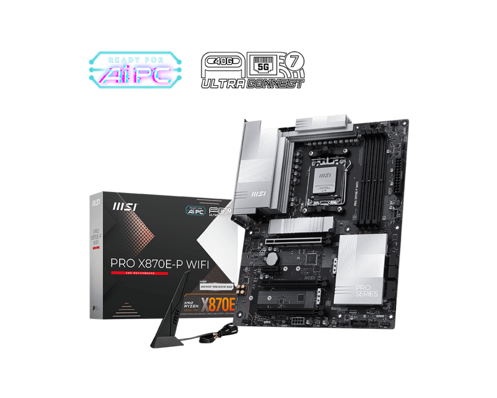 Msi PRO X870E-P WIFI SC-Am5 DDR5 8200Mhz 3xM.2 5Gbit Lan Wi-Fi 7 RGB ATX AMD Anakart