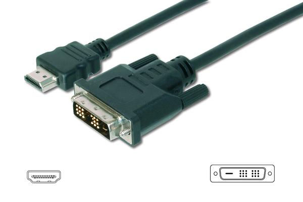 Digitus AK-330300-020-S 2 Mt HDMI to DVI-D 18+1 Erkek-Erkek v1.3 UL Dönüştürücü Kablo