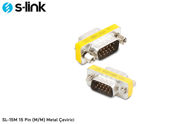 S-Link SL-15M VGA to VGA Erkek-Erkek 15 Pin Metal VGA Ek Adaptörü
