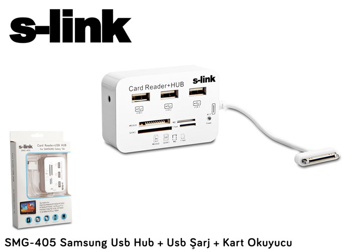 S-Link SMG-405 Samsung USB Hub USB Şarj  Kart Okuyucu