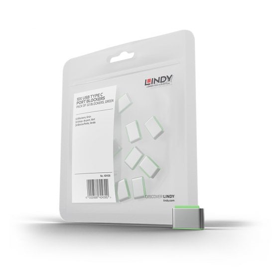 Lindy 40438 USB Type C 10 lu Paket Yeşil USB Type C Port Kiliti