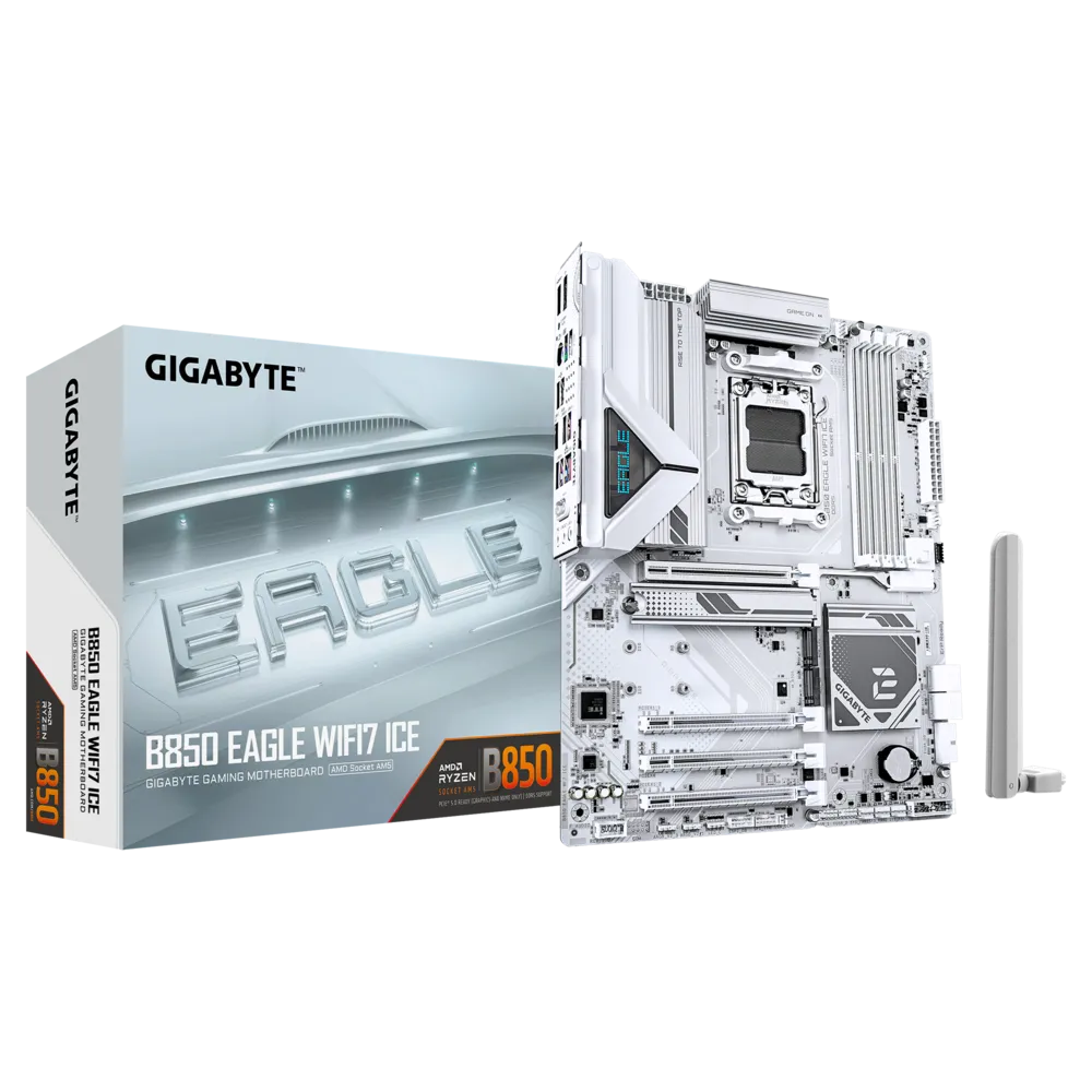 Gigabyte B850 EAGLE WIFI7 ICE Sc-AM5 DDR5 8200MHz 3xM2 Wi-Fi7 2.5Gbit LAN ATX AMD Anakart