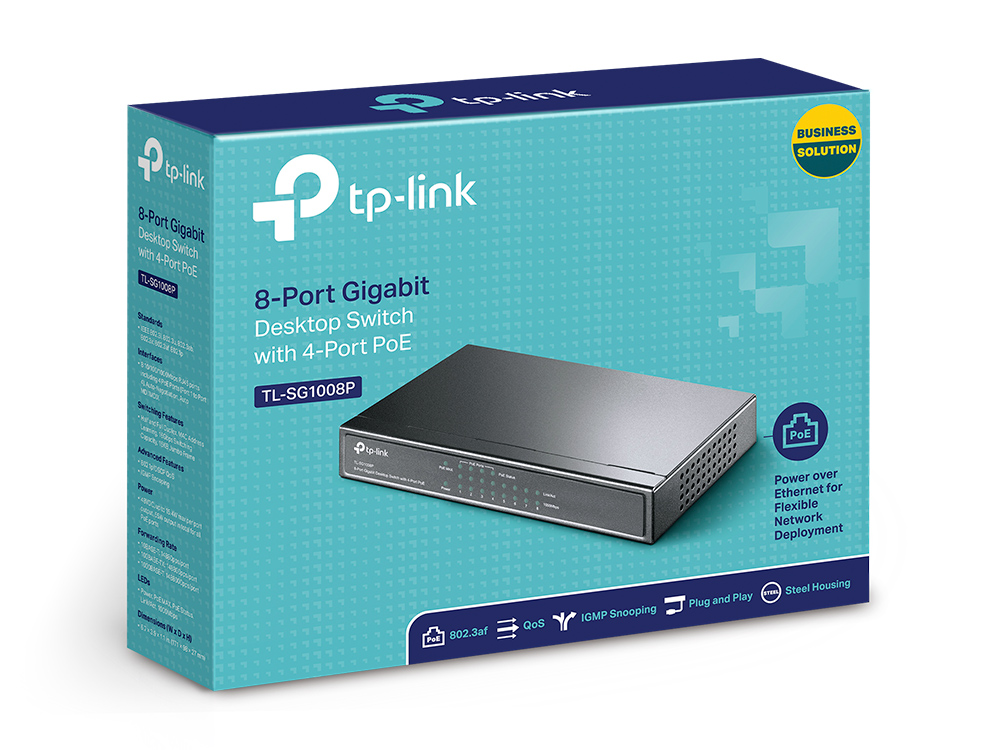 Tp-Link TL-SG1008P 8 Port Gigabit 4 Port PoE 65.2W Masaüstü PoE Switch