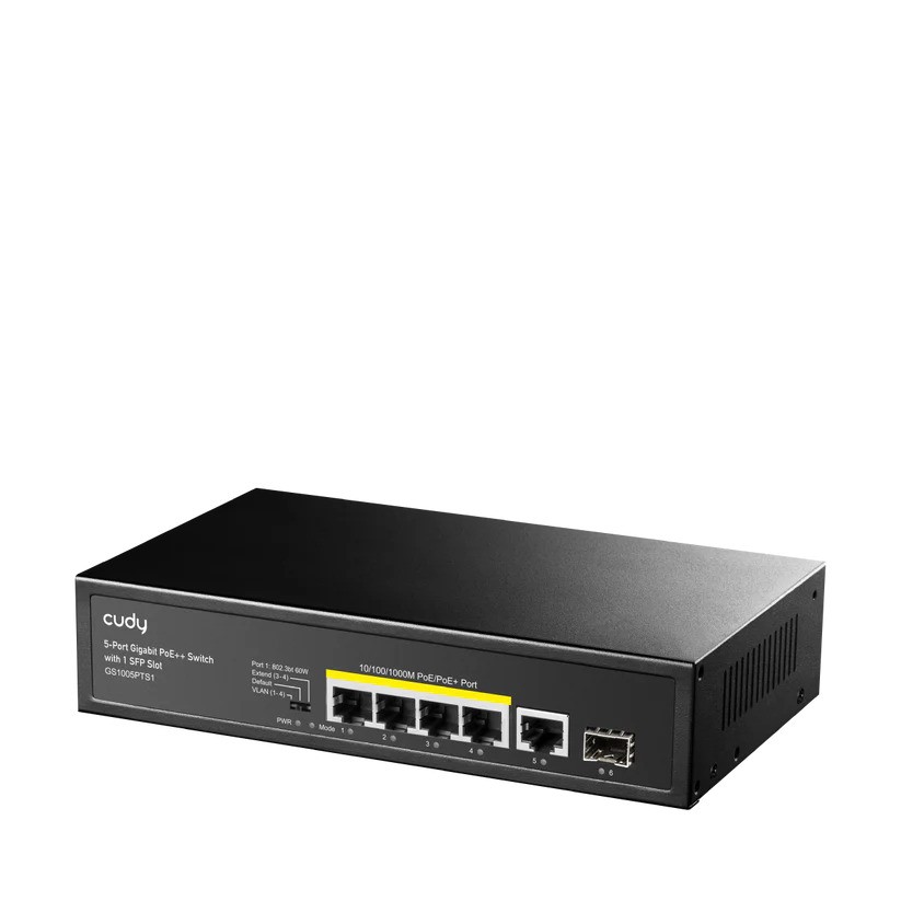 Cudy GS1005PTS1 4 Port Gigabit POE 1 Port Uplink 1 Port SFP 120W Masa Üstü PoE Switch
