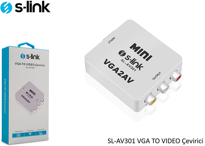 S-Link SL-AV301 VGA to S VIDEO Dişi-Dişi Beyaz Streo Ses Dönüştürücü Adaptör