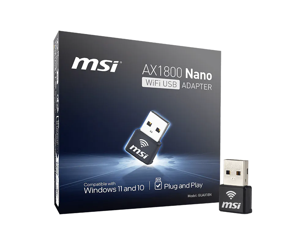 Msi AX1800 NANO WIFI USB ADAPTER USB AX1800 Nano Wi-Fi 6 Kablosuz Ağ Adaptörü
