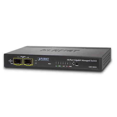 Planet PL-GSD-1002M 8 Port 10/100/1000Mbps 2 Port SFP Yönetilebilir Masaüstü Ethernet Switch