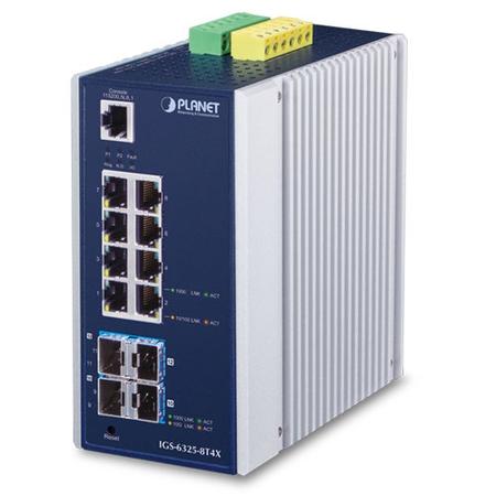 Planet PL-IGS-6325-8T4X 8 Port Gigabit 4 Port 10G SFP+  Endüstriyel Managed Switch