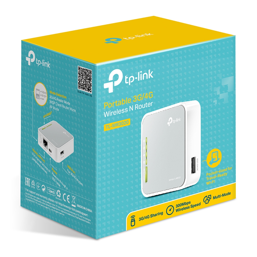 Tp-Link TL-MR3020 1 Port 10/100 Mbps 2.4 Ghz Portatif 3G/4G Kablosuz N Access Point