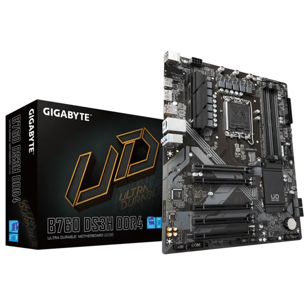 Gigabyet B760 DS3H DDR4 Sc-1700 B760 DDR4 5333Mhz 2xM2 1Gbit LAN mATX INTEL Anakart