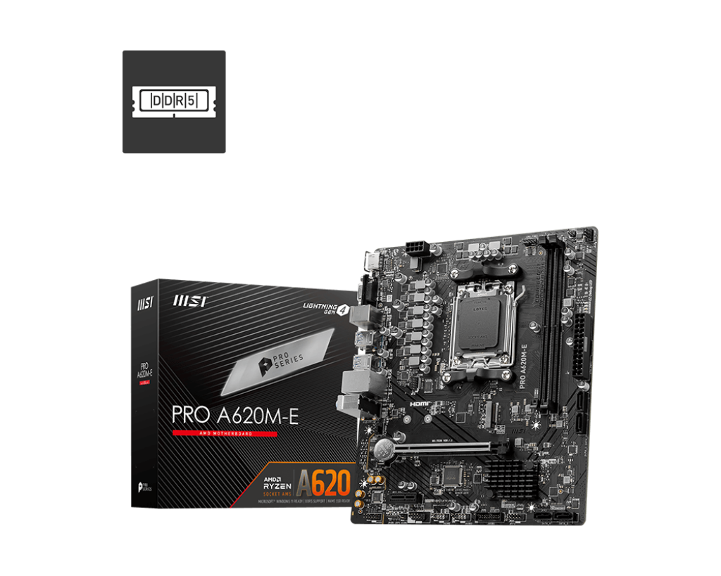 Msi PRO A620M-E Sc-AM5 A620 DDR5 6800Mhz M.2 USb3.2 mATX AMD Anakart