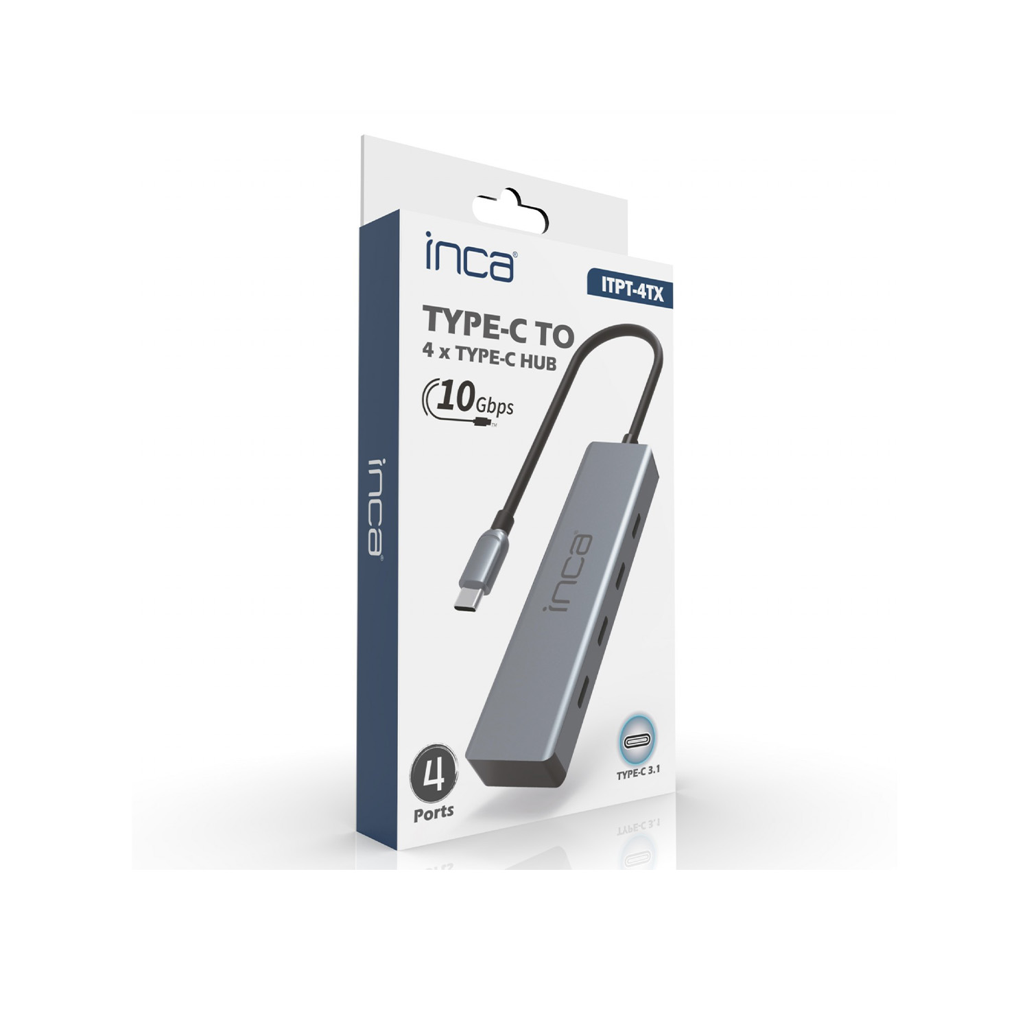 Inca ITPT-4TX USB Type C to 4 Port Type C 3.1 10Gbps USB Type C Çoklayıcı
