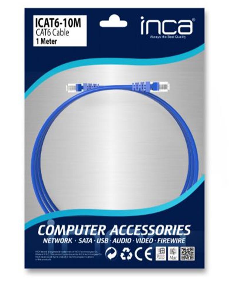 Inca ICAT6-10M 10 Mt CAT6 24AWG Mavi Patch Cord Kablo