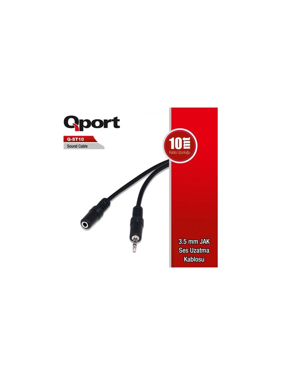 Qport Q-ST10 10 Mt 3.5mm t0 3.5 mm Jack Erkek-Dişi Ses Uzatma Kablosu