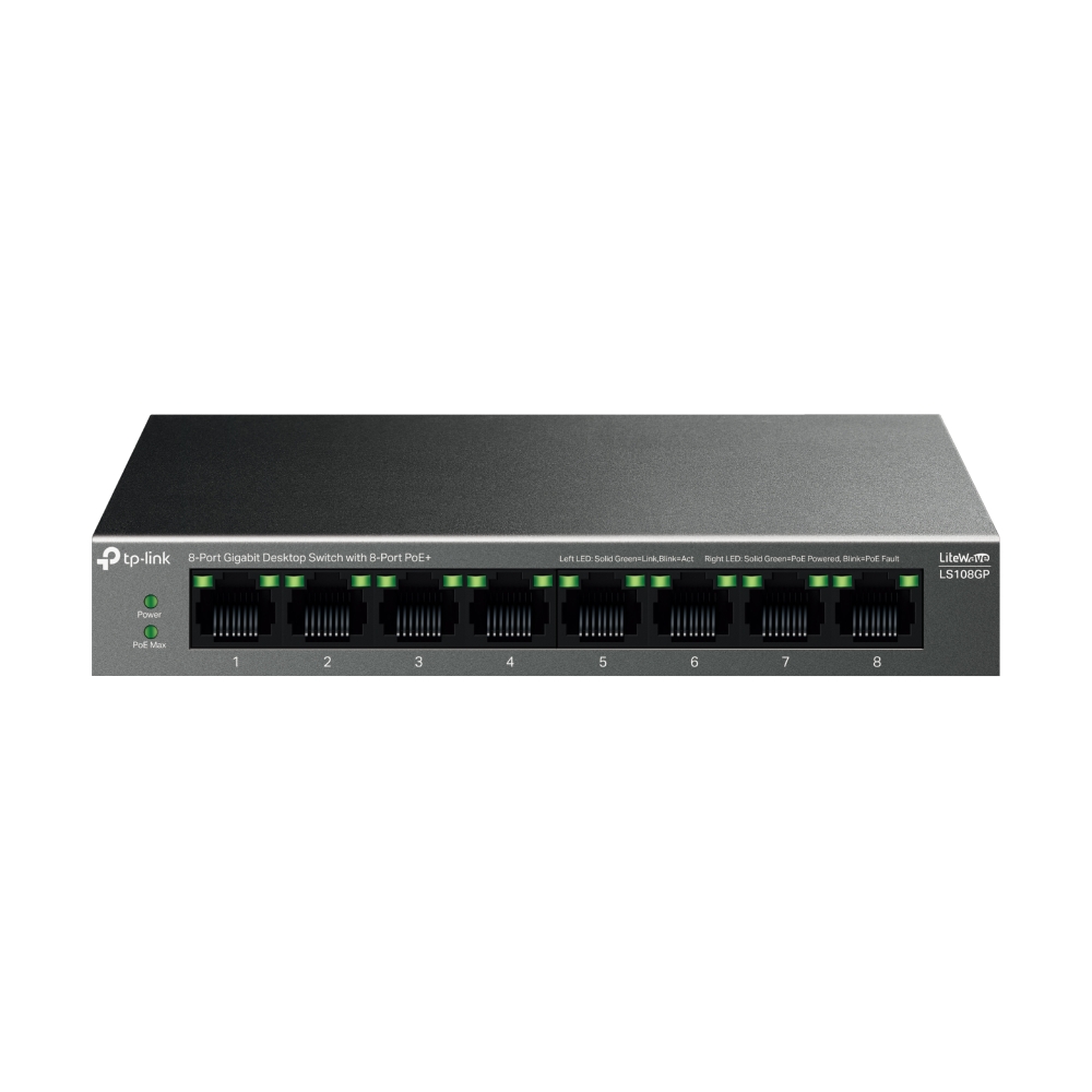 Tp-Link LS108GP 8 Port Gigabit PoE+ Masaüstü PoE+ Switch