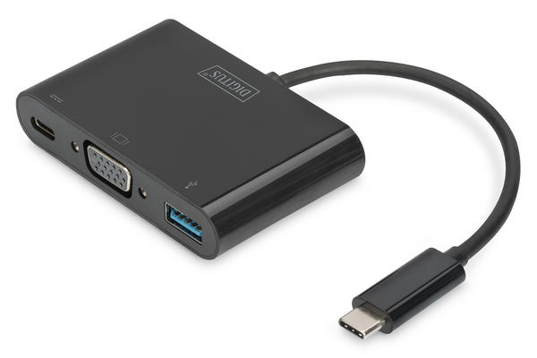 Digitus DA-70854 USB 3.1 Type C Gen1 to VGA USB 3.0 Type C PD USB Grafik Adaptör