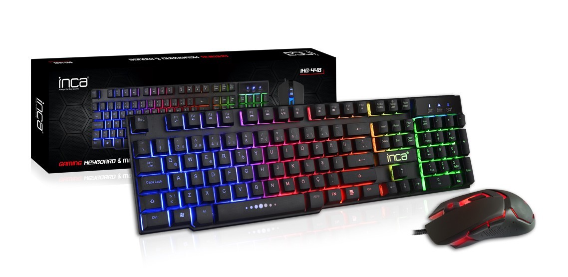 Inca IKG-448 USB Q TR RAINBOW Efect Mekanik Hisli Kablolu Oyuncu Klavye Mouse Set