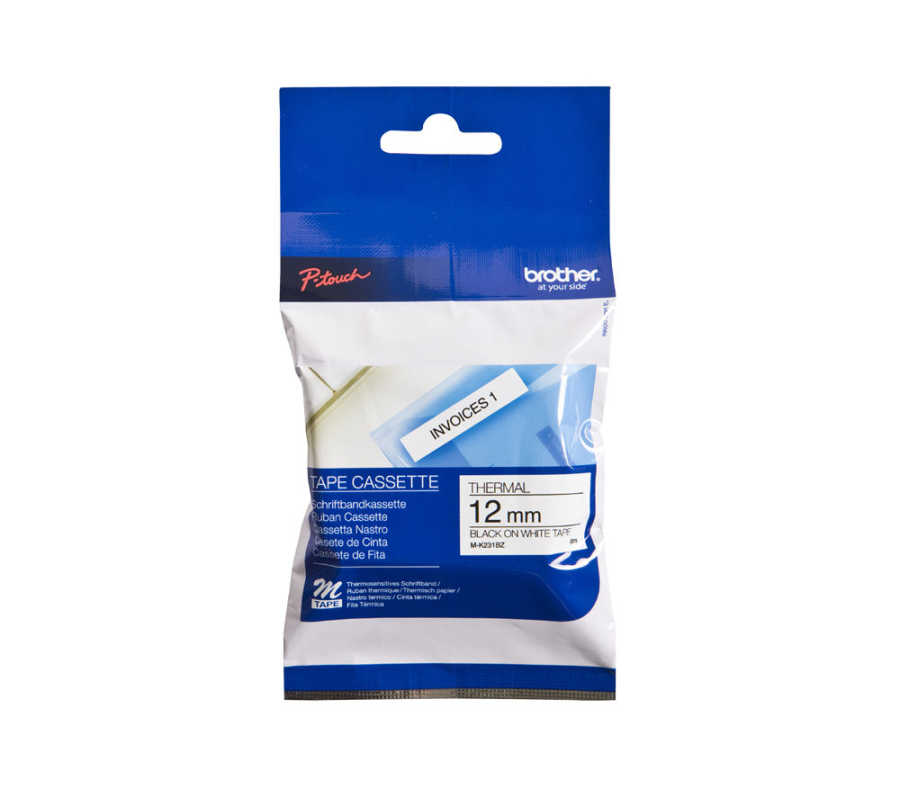 Brother M-K231 P-Touch 12mm Beyaz Üzerine Siyah Kağıt Etiket