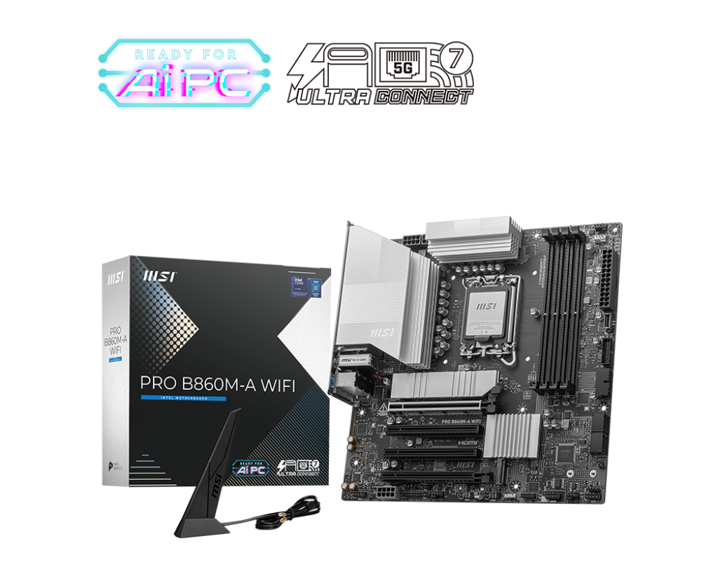 Msi PRO B860M-A WIFI Sc-1851 B860 DDR5 8600Mhz 3xM2 Wifi7 5Gbit mATX INTEL Anakart