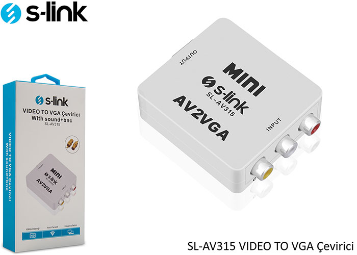 S-Link SL-AV315 S VIDEO to VGA Dişi-Dişi Beyaz Streo Ses Dönüştürücü Adaptör
