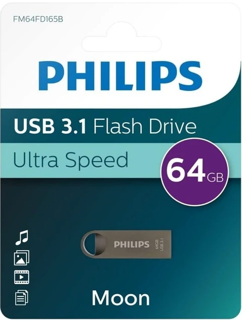 Philips FM64FD165B 64 GB Moon Uzay Grisi USB 3.1 Flash Bellek