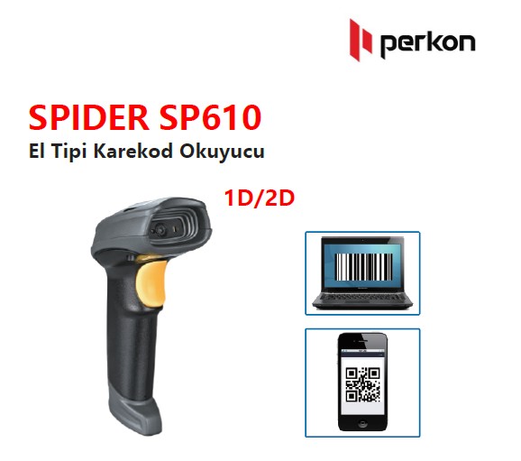Perkon Spider SP610 1D/2D USB El Tipi Karekodlu Barkod Okuyucu