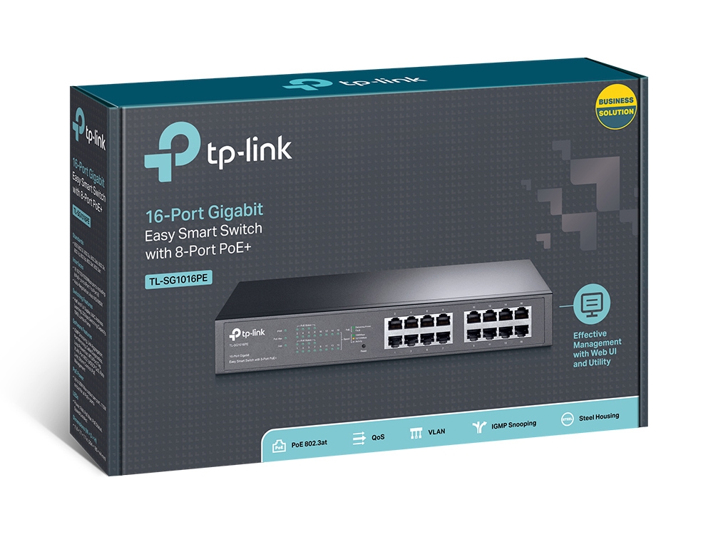 Tp-Link TL-SG1016PE 16 Port Gigabit Easy Smart PoE Switch with 8 Port PoE Switch