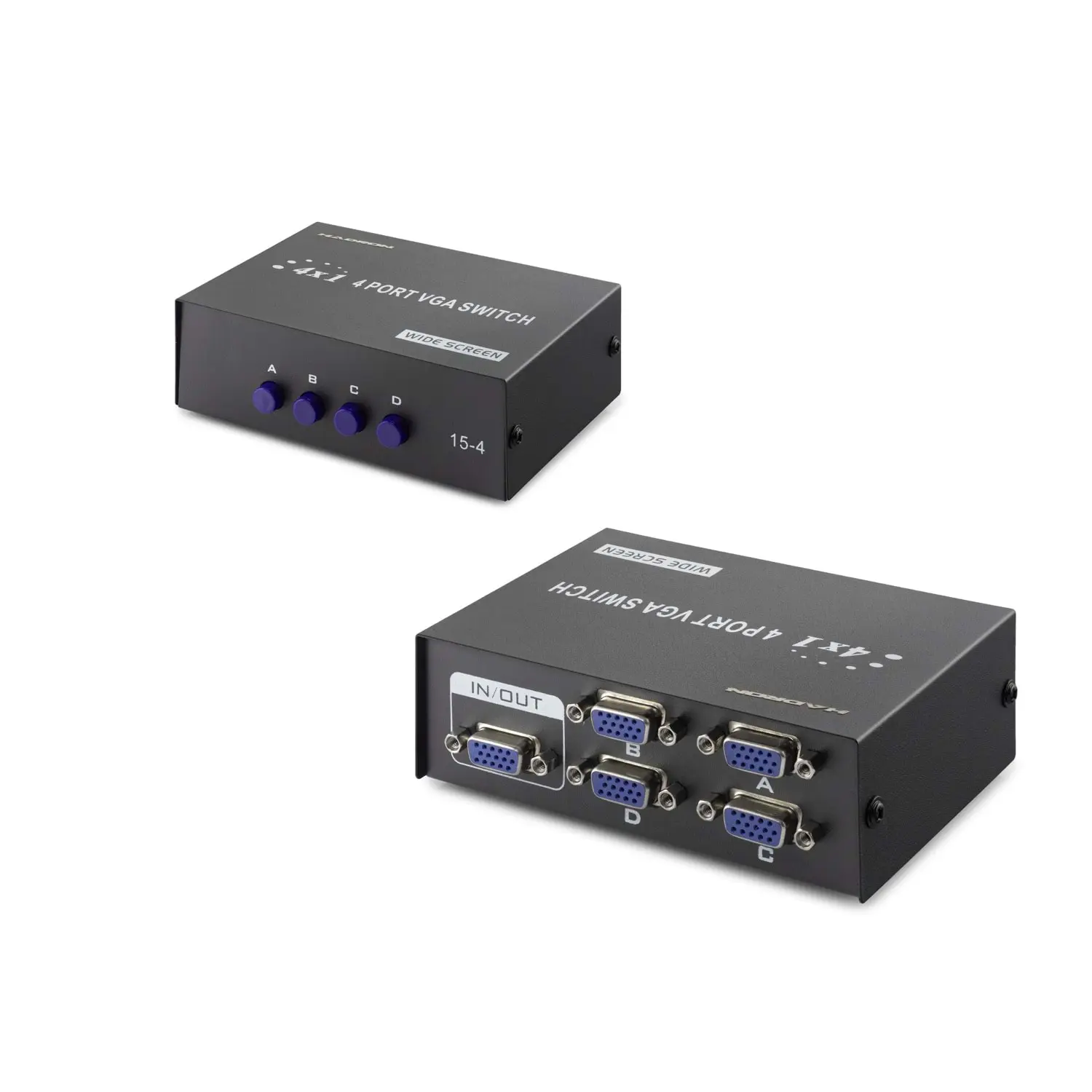Hadron HDX1329 4 Port Giriş 1 Port Çıkış Düğmeli Switch VGA Görüntü Çoklayıcı