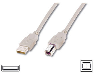 Digitus AK-300105-050-E 5 Mt USB 2.0 to USB Tip B Erkek-Erkek AWG28 USB 2.0 Bej Yazıcı Kablosu