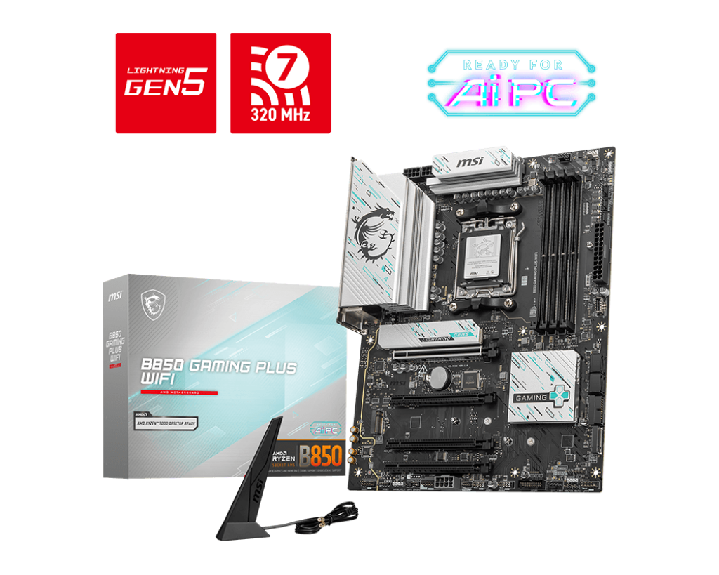 Msi B850 GAMING PLUS WIFI Sc-Am5 DDR5 8200Mhz 3xM2 Wifi7 5Gbit ATX AMD Anakart