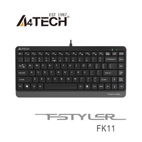 A4 Tech FK11 USB Q Tr Multimedia mini Siyah Gri Kablolu Klavye