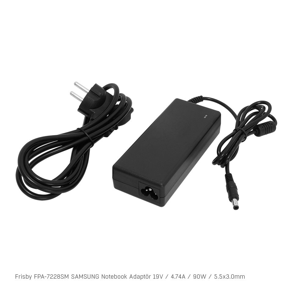 Frisby FPA-7228SM 19V 4.74A 90W 5.5x3.00mm Samsung Notebook Adaptör