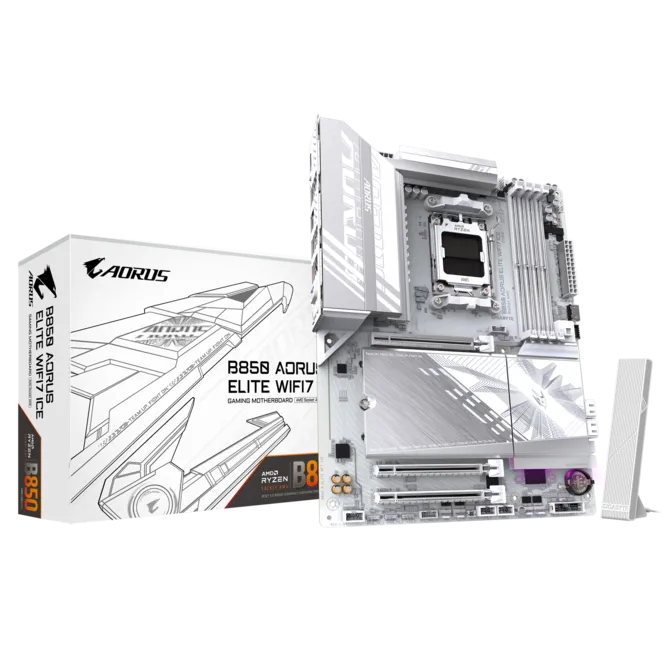 Gigabyte B850 A ELITE WF7 ICE Sc-AM5 DDR5 8200Mhz 3xM2 2.5Gbit Wi-Fi 7 AMD Anakart