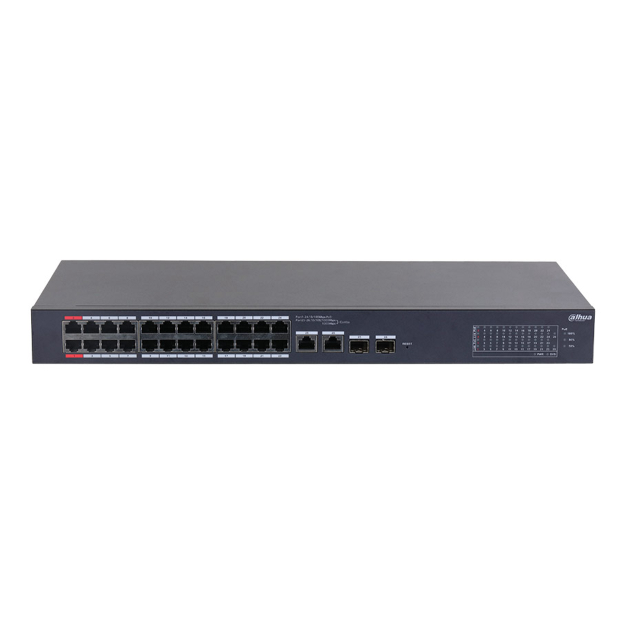 Dahua CS4226-24ET-240 24 Port Gigabit PoE 2 Port Gigabit Uplink 2 Port SFP 240W Cloud Yönetilebilir Switch