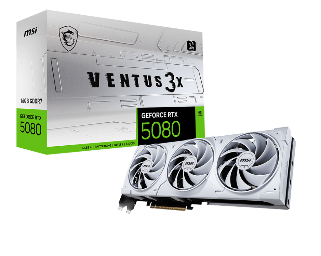 Msi RTX 5080 16G VENTUS 3X OC WHITE 16 Gb GeForce RTX 5080 Ventus 3X OC 256Bit NVIDIA Ekran Kartı