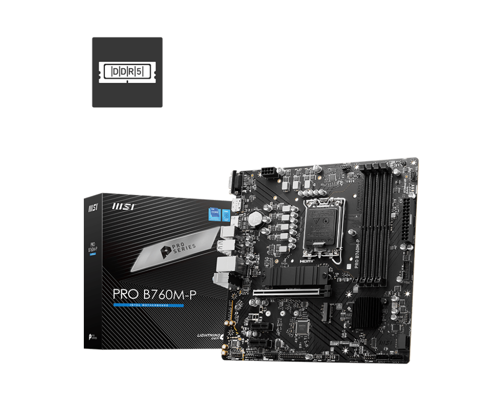Msi PRO B760M-P Sc-1700 B760 DDR5 6800Mhz 2xM.2 USB3.2 mATX INTEL Anakart