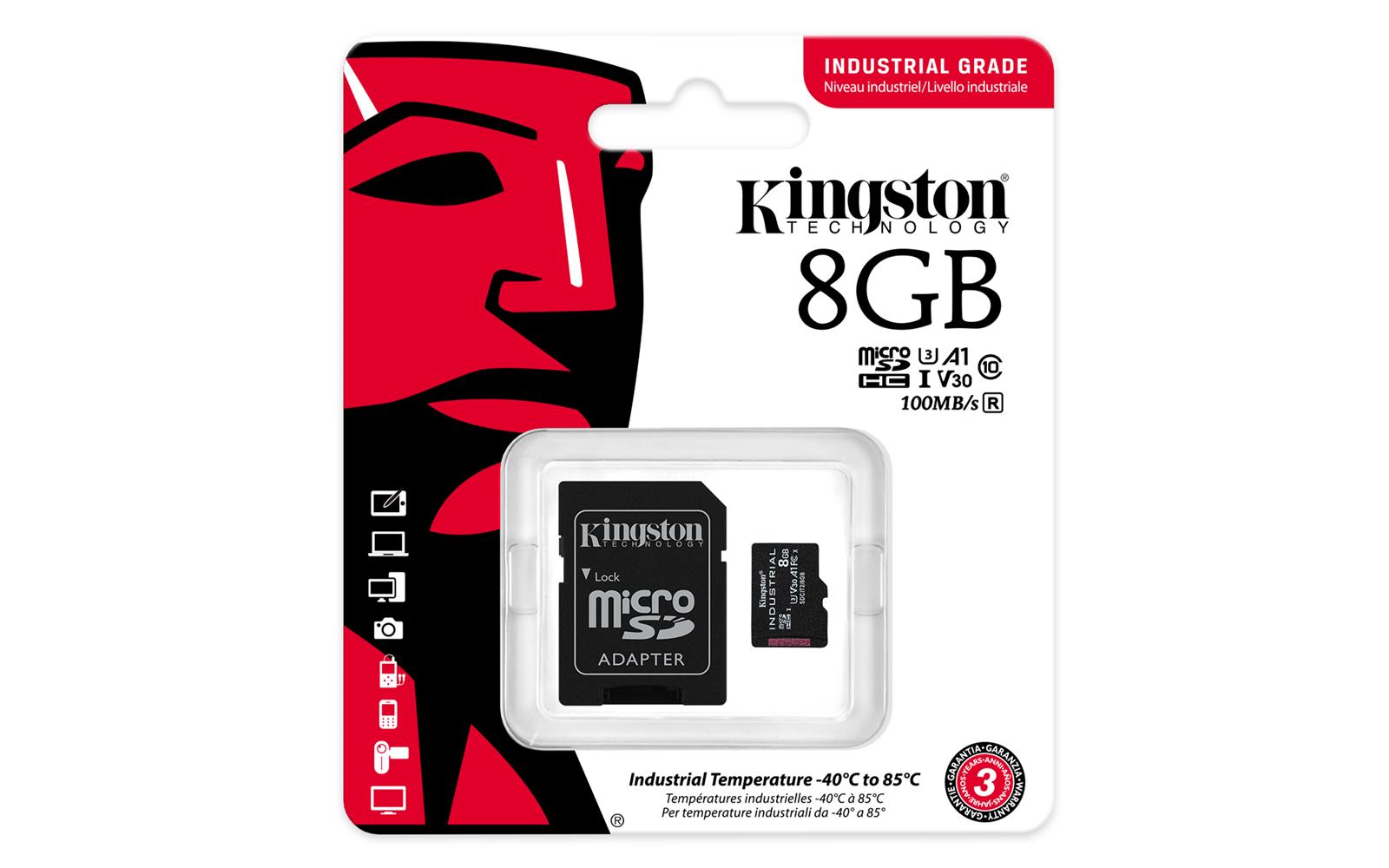 Kingston SDCIT2/8 8 GB Industrial C10 A1 pSLC SDHC microSD Hafıza Kartı