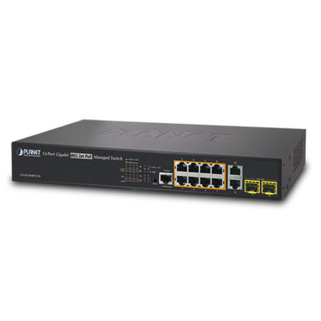 Planet PL-GS-4210-8P2T2S 8 Port Gigabit PoE 2 Port Gigabit 2 Port SFP 240W Yönetilebilir PoE Switch