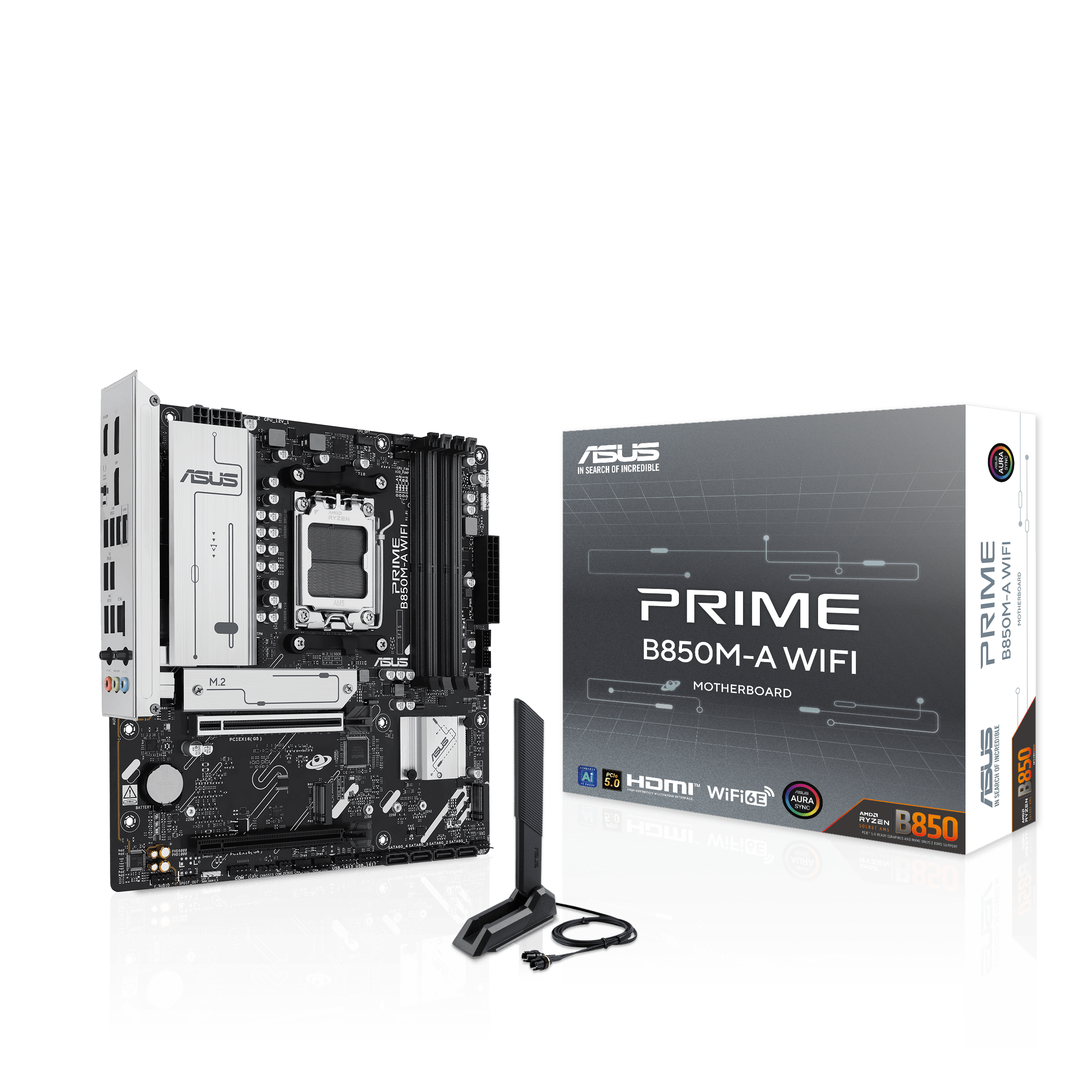 Asus PRIME B850M-A WIFI Sc-AM5 DDR5 8000Mhz 3XM2 Wifi 6E 2.5Gbit RGB mATX AMD Anakart