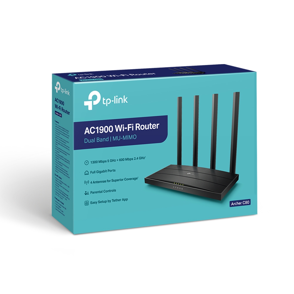 Tp-Link ARCHER C80 AC1900 2.4/5Ghz 4 Port Mu-Mimo Gigabit 4 Antenli Router Access Point