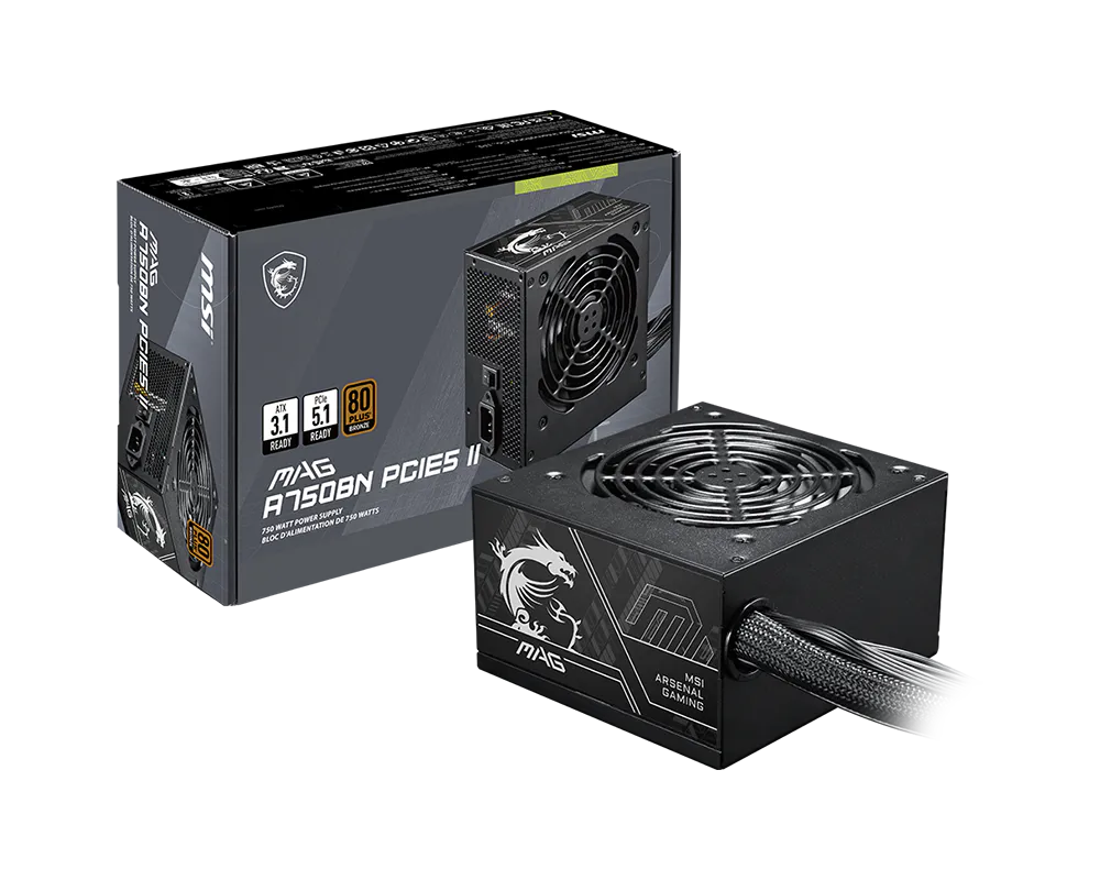 Msi MAG A750BN PCIE5 II 750W 80 Plus Bronze 12cm Fanlı PCIe 5.1 ATX 3.1 Power Supply