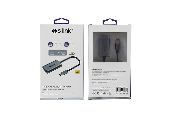 S-Link Swapp SW-U512 Usb Type C to HDMI 4K 30Hz Gri Metal Usb Ekran Kartı