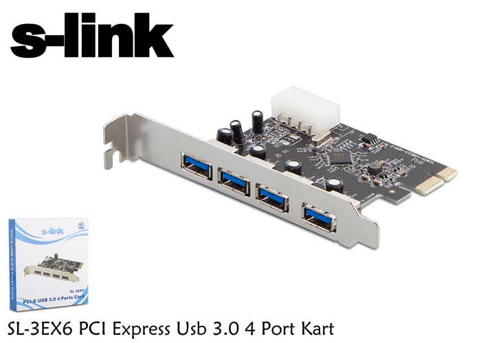 S-Link SL-3EX6 4 Port USB 3.0 USB Çoklayıcı PCI Espress Kart