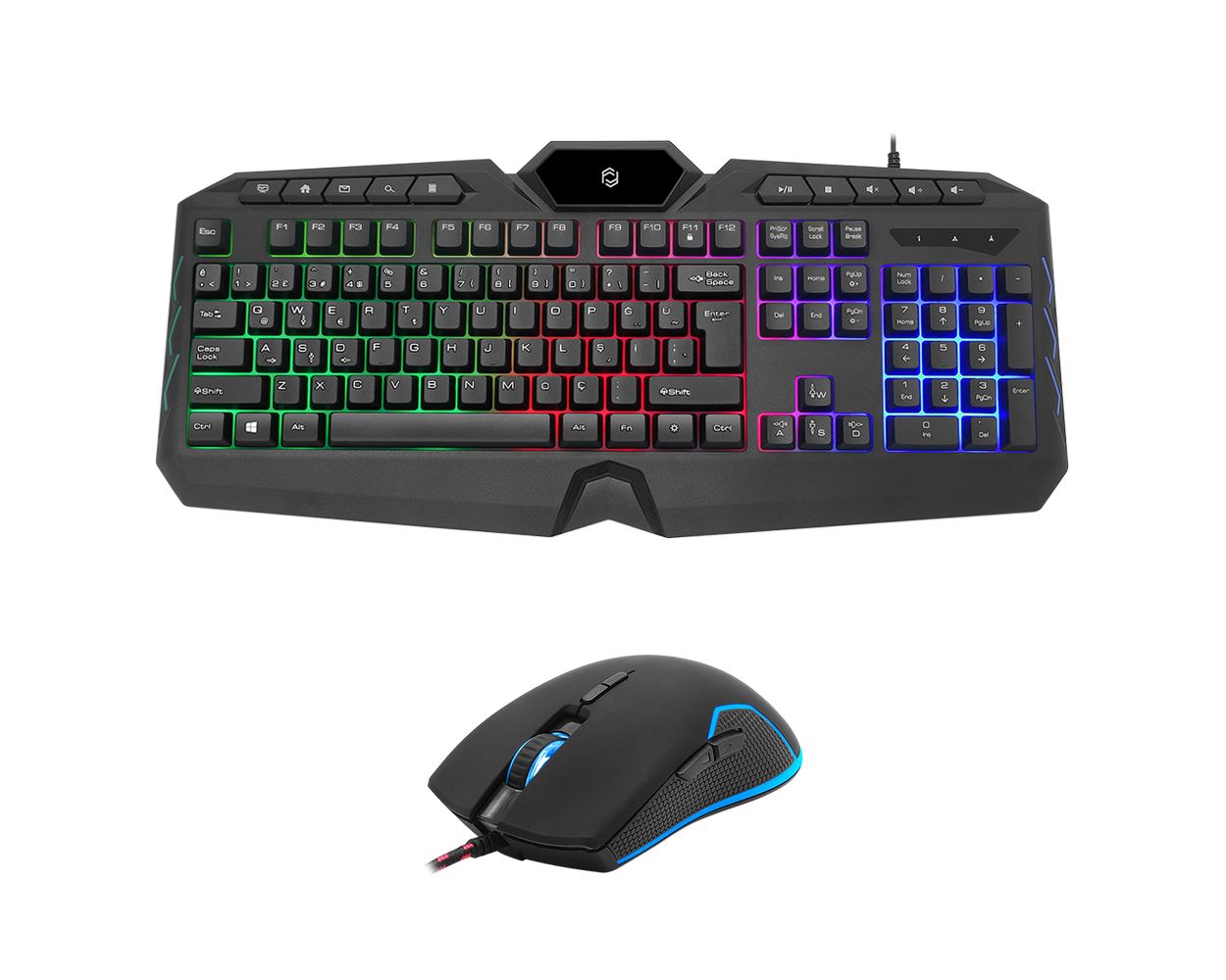 Frisby FK-4865QU USB Q TR 8000Dpi 7 Tuşlu Gökkuşağı Aydınlatmalı Kablolu Klavye Mouse Set